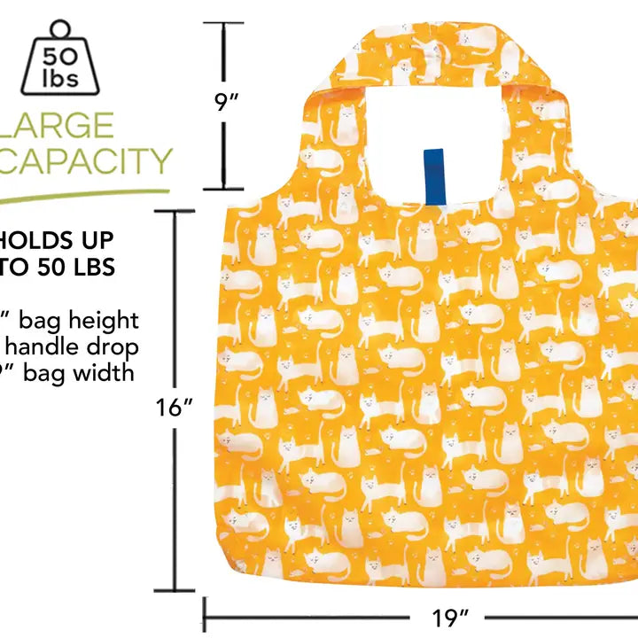 Kitty Cats Yellow Blu Bag Reusable Shopper Tote