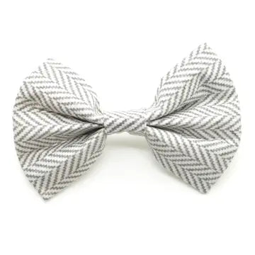 Gray Herringbone Bow Tie