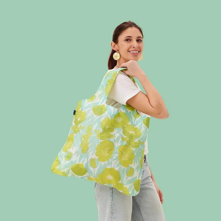 Icelandic Poppies Ocean Blu Bag Reusable Shopper Tote