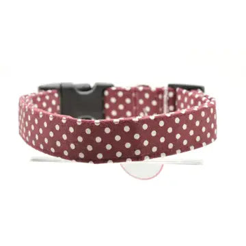 Maroon Polka Dot Collar - Large