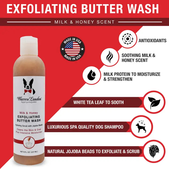 Exfoliating Butter Wash Dog Shampoo - Milk & Honey 8oz