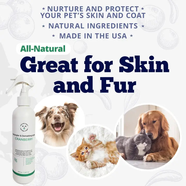 Dr. Theo's Pet Detangler & Dematting Spray - Cranberry, 8 oz